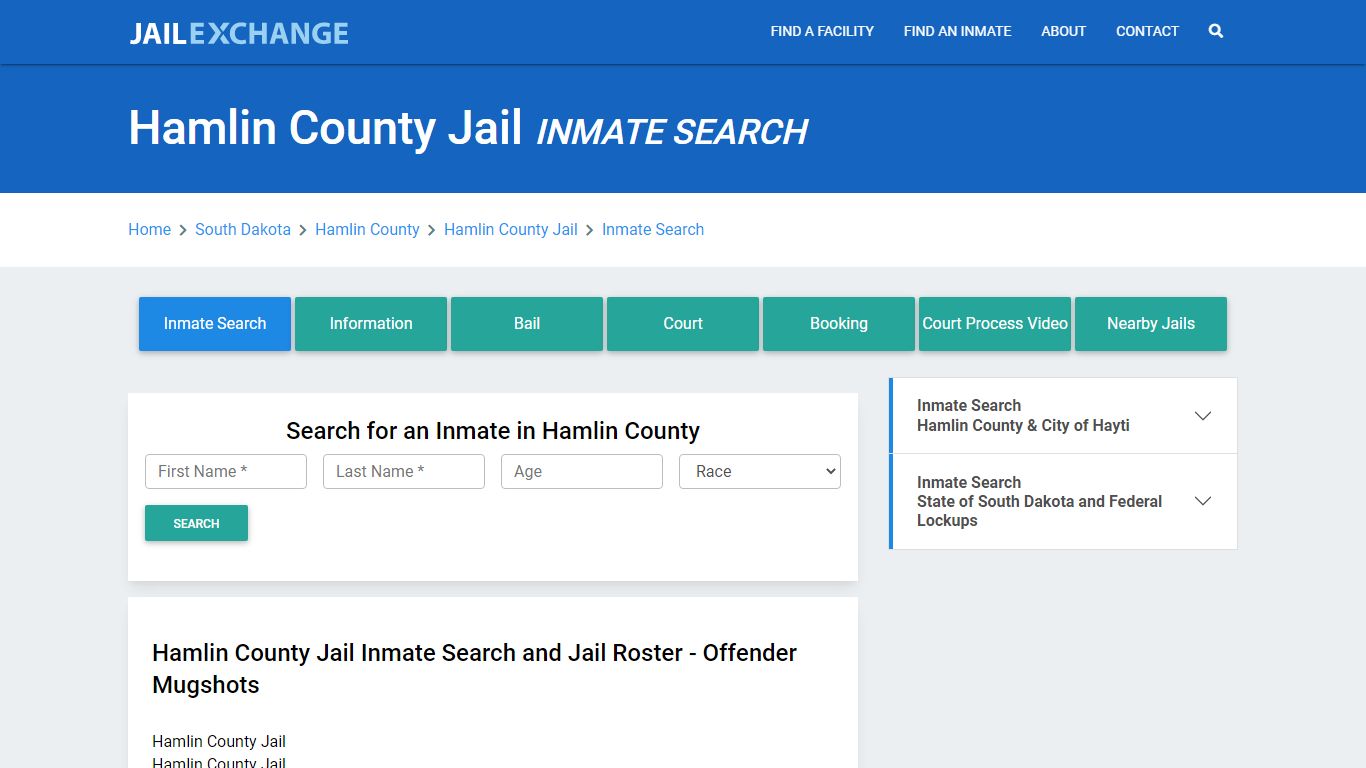 Hamlin County Jail, SD Inmate Search: Roster & Mugshots