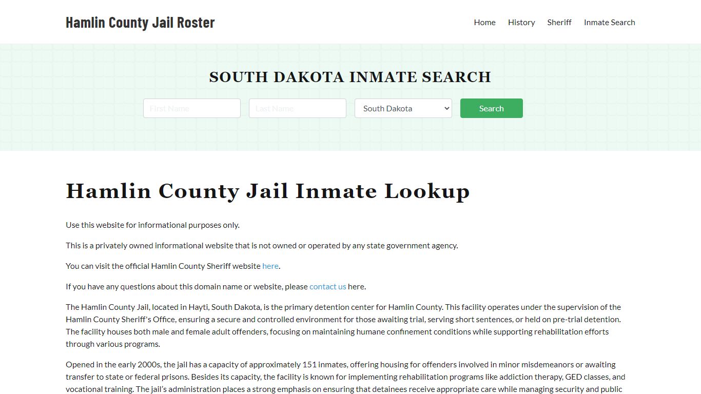 Hamlin County Jail Roster Lookup, SD, Inmate Search