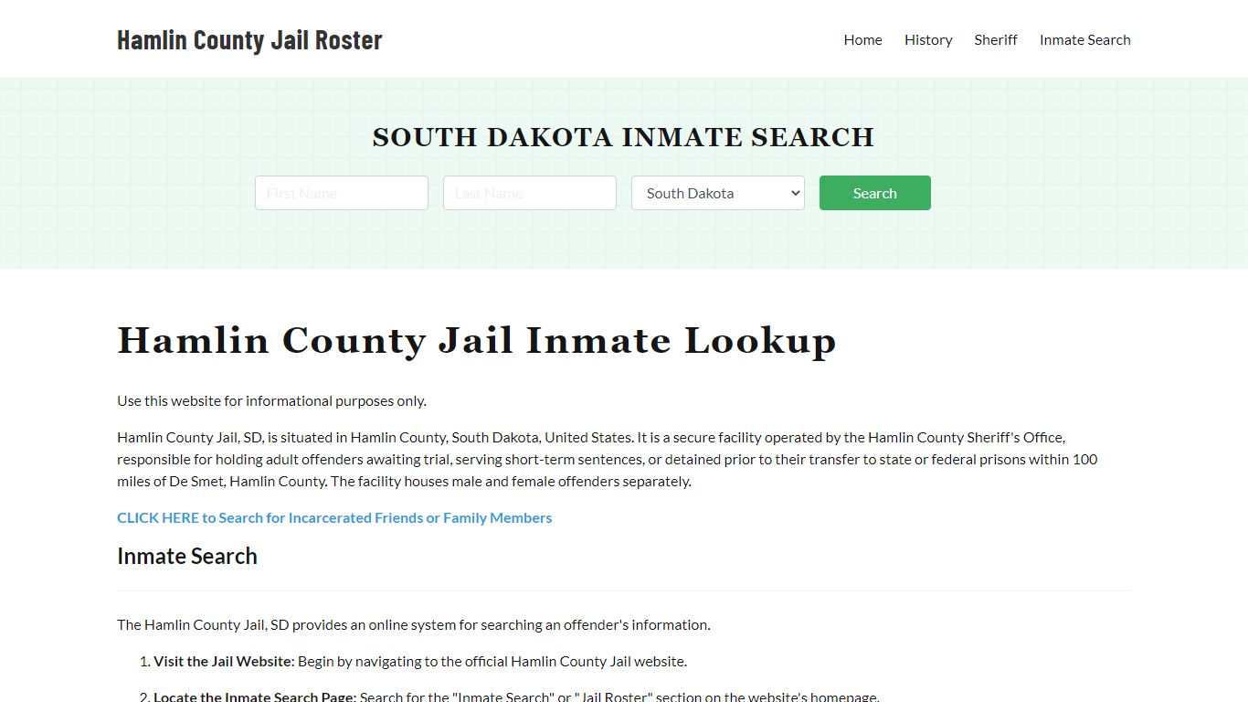 Hamlin County Jail Roster Lookup, SD, Inmate Search