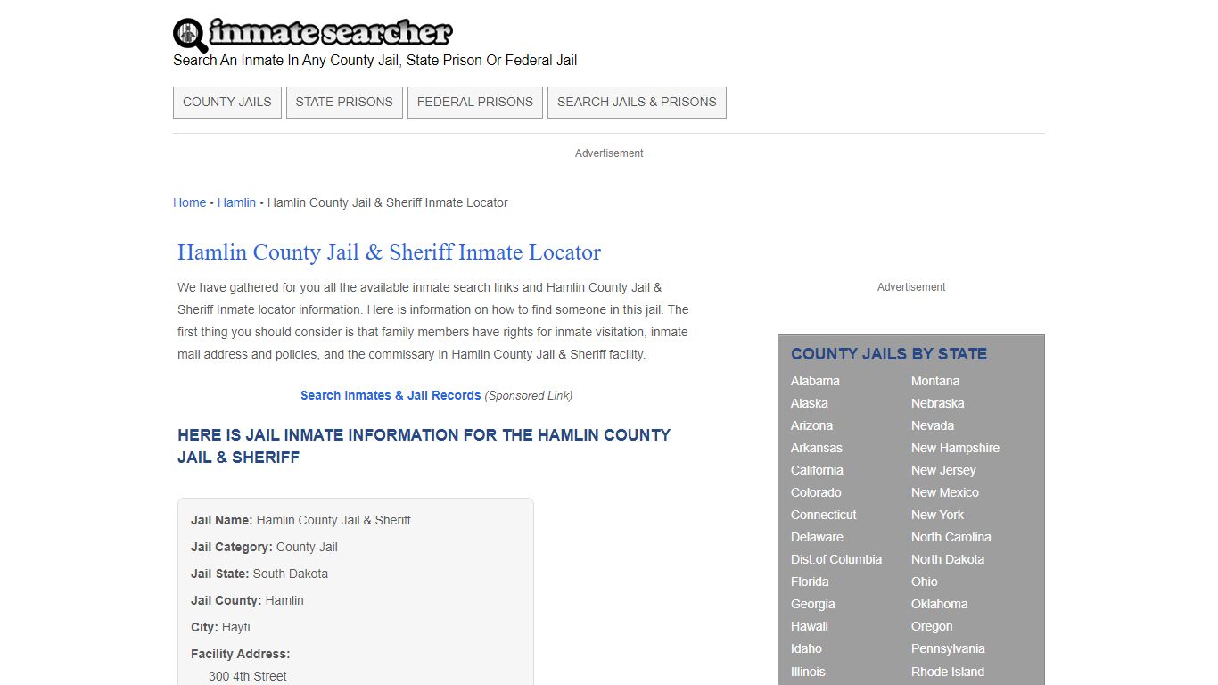 Hamlin County Jail & Sheriff Inmate Locator - Inmate Searcher